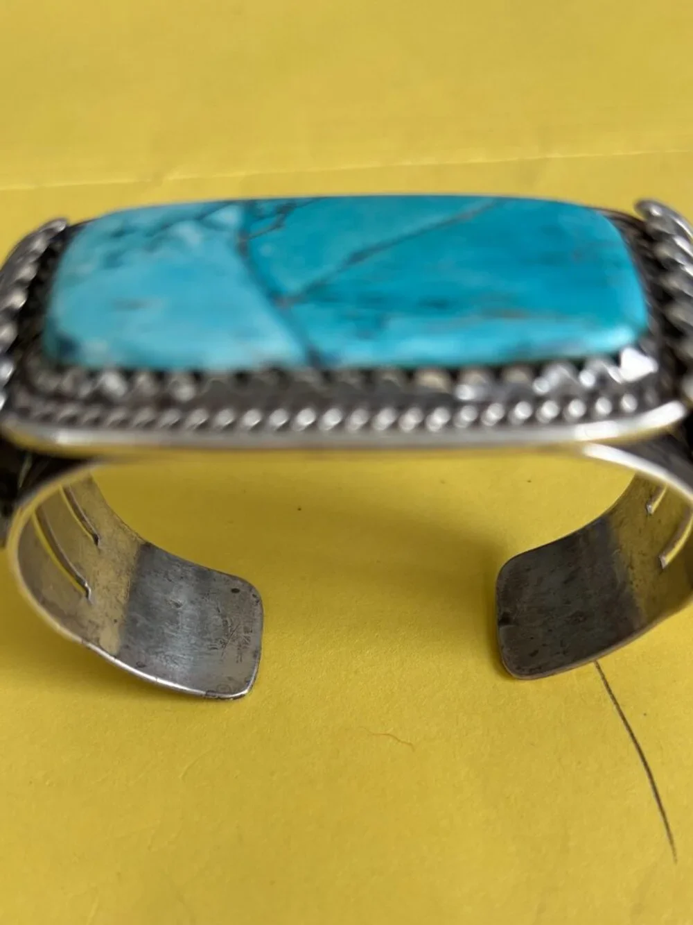 Vintage Native American Silver Cuff Bracelet/Turquoise